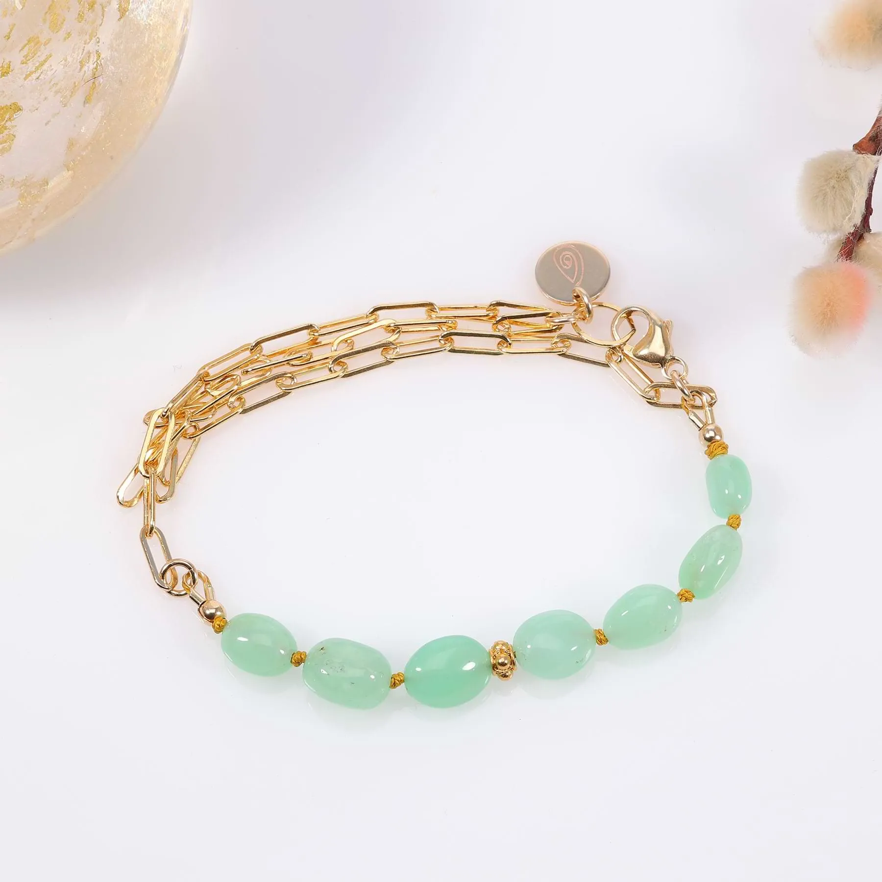 Celedon - Chrysoprase Nugget Double Strand Bracelet