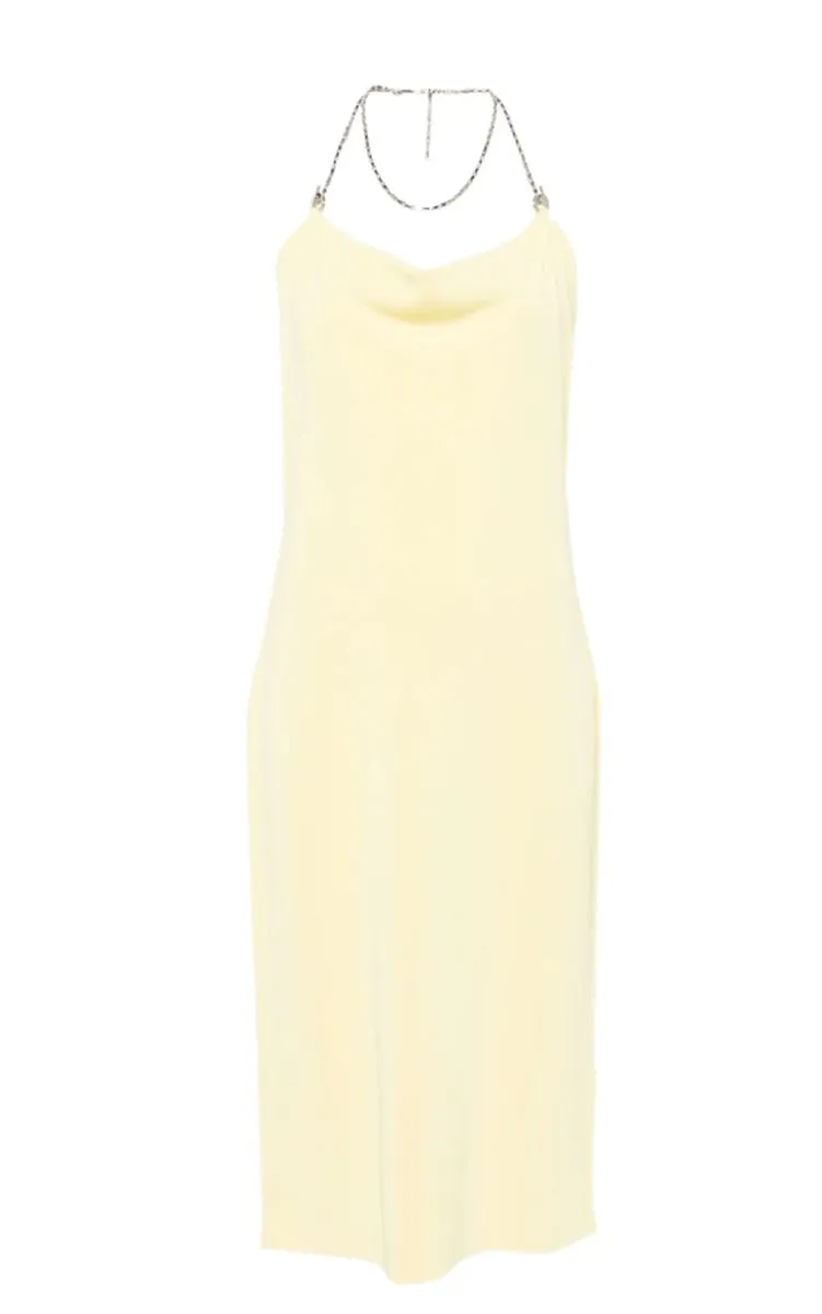 CHAIN-HALTERNECK MIDI DRESS