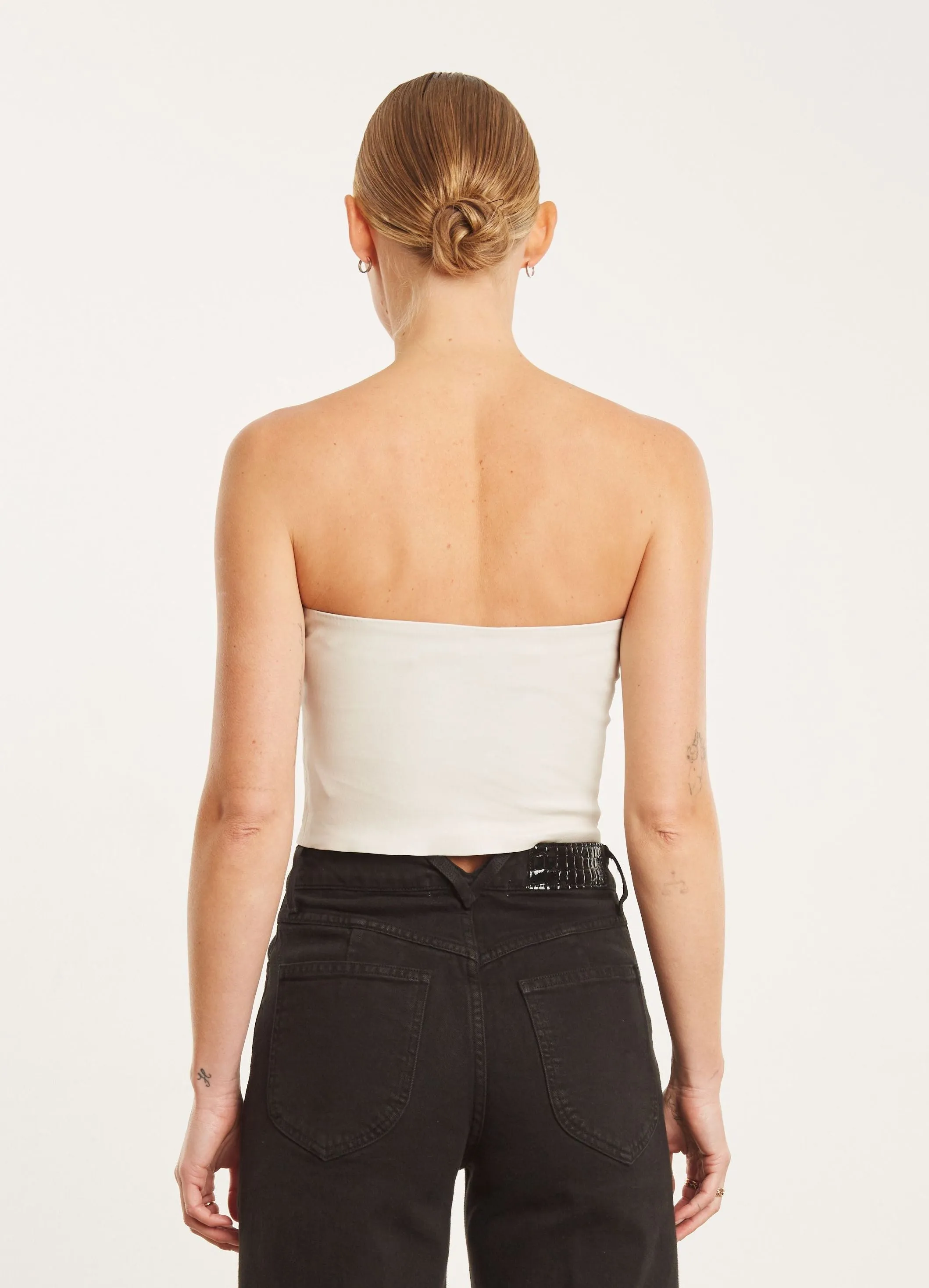 Chalk Leather Micro Tube Top