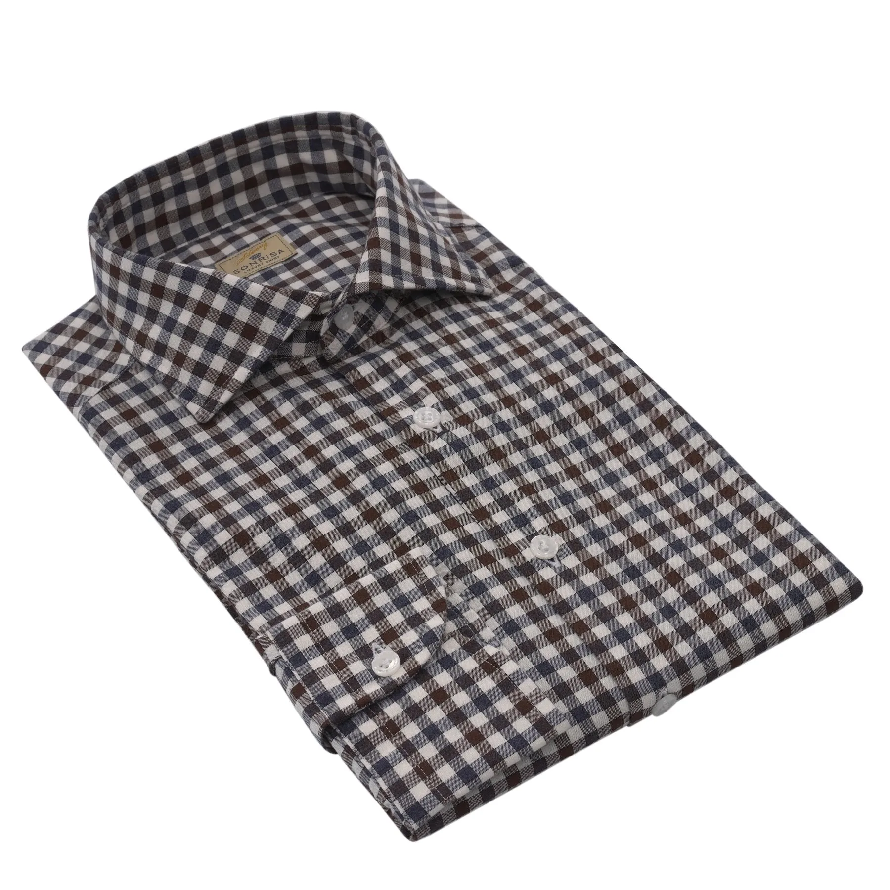 Checked Cotton Shirt in Brown