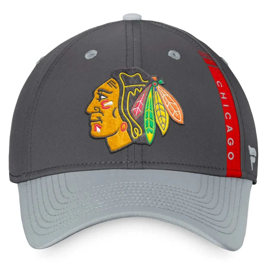 Chicago Blackhawks Fanatics Branded Authentic Pro Home Ice Flex Hat - Charcoal/Gray