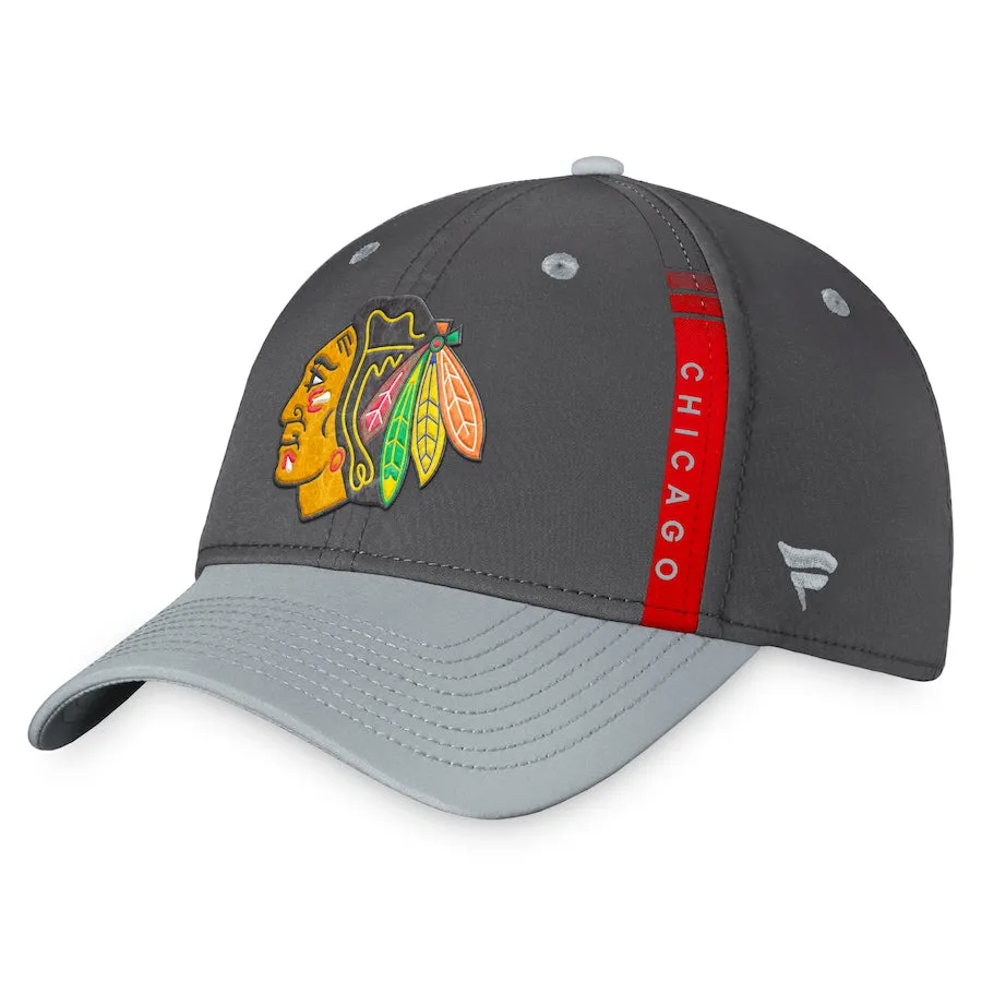 Chicago Blackhawks Fanatics Branded Authentic Pro Home Ice Flex Hat - Charcoal/Gray