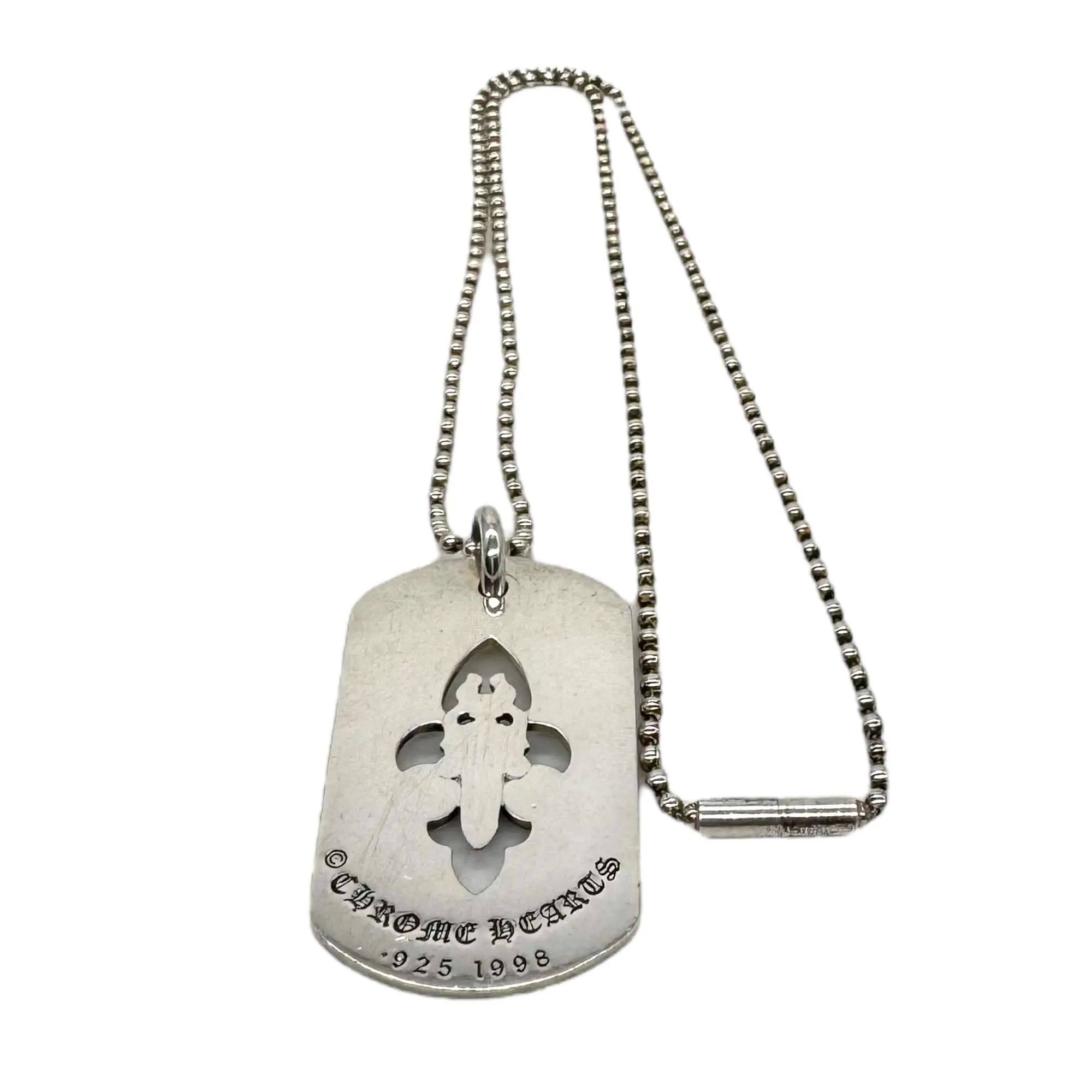 CHROME HEARTS Sterling Silver Fleur de Lis Dog Tag