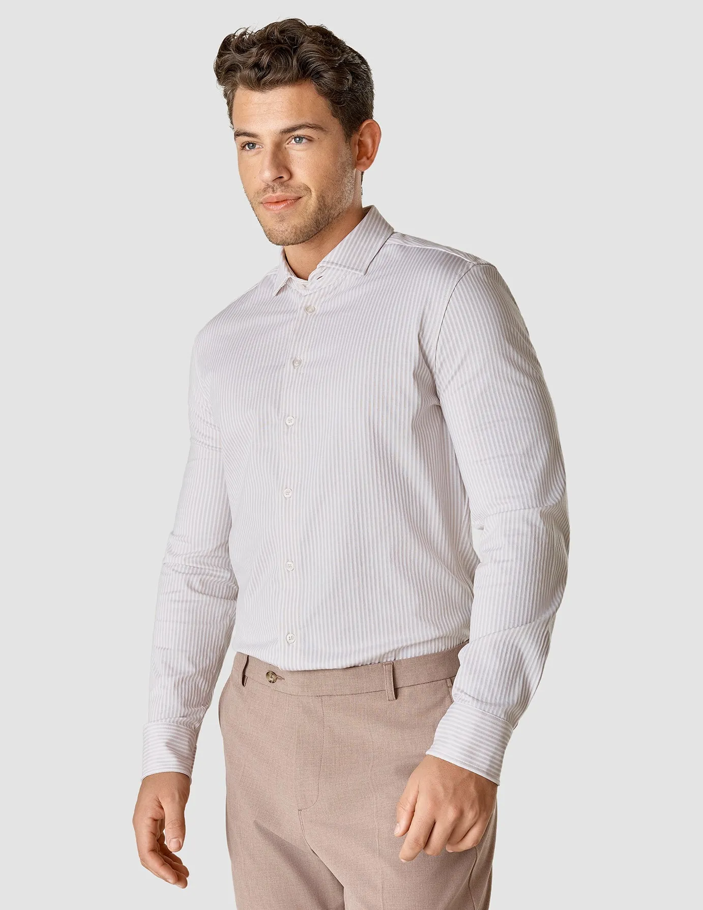 Classic Shirt Grey Lilac Stripes Slim