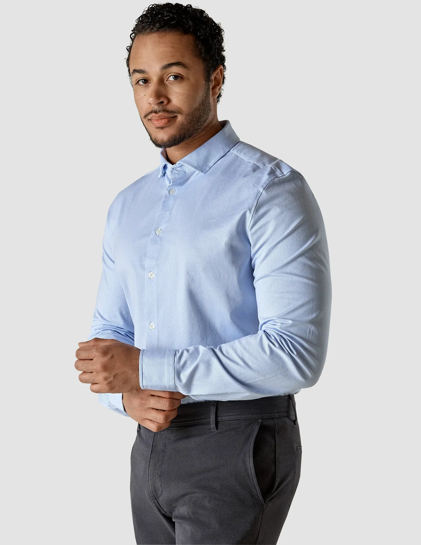 Classic Shirt Light Blue Stripes Slim