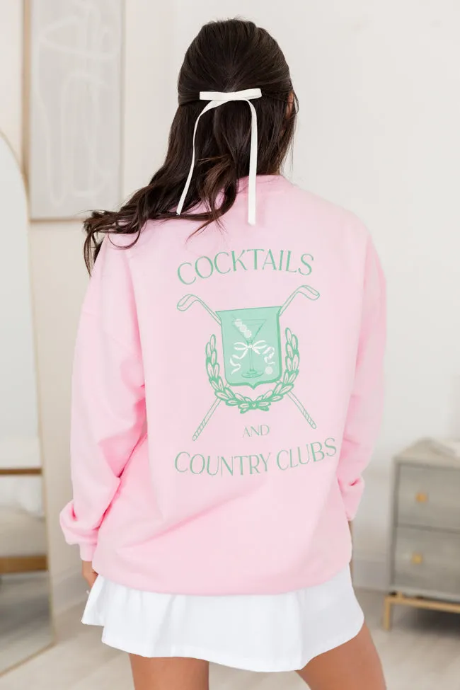 Cocktails And Country Clubs Light Pink Oversized Graphic Sweatshirt