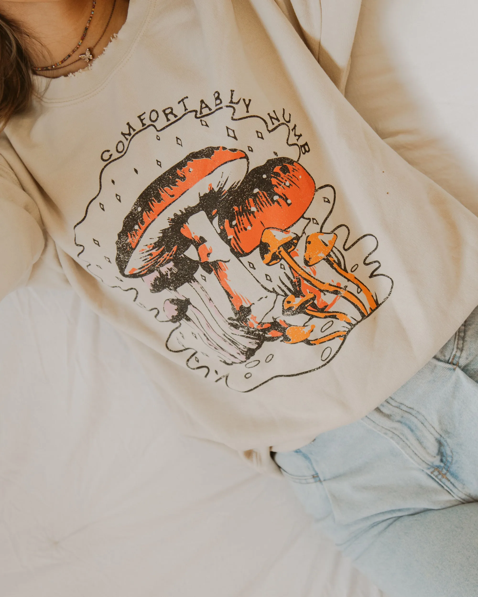 Comfortably Numb Sand Thrifted Sweatshirt