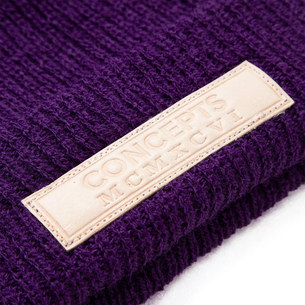 Concepts Leather Patch Beanie (Purple)