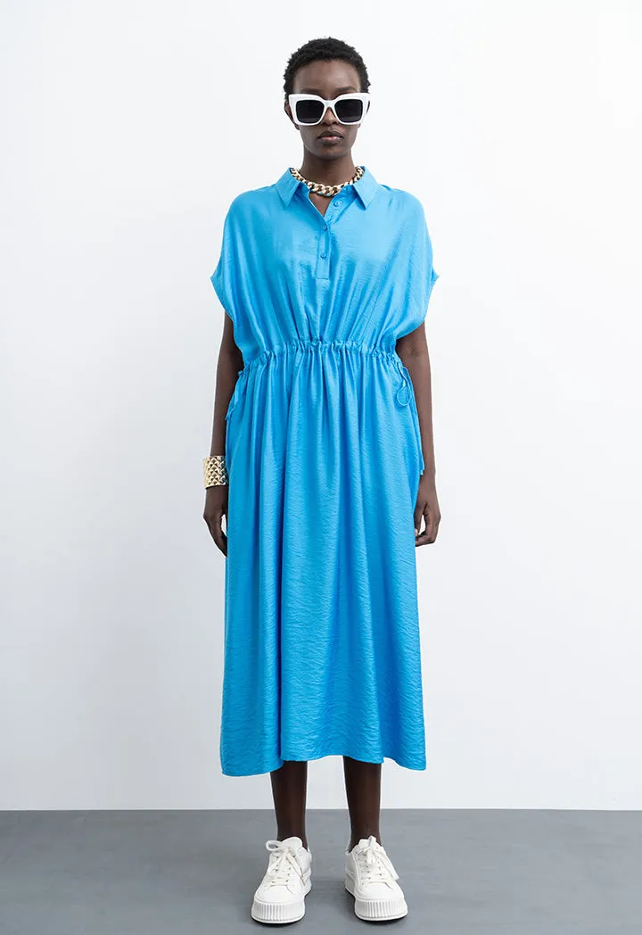 Continous Sleeve Dress With Waist Drawstring