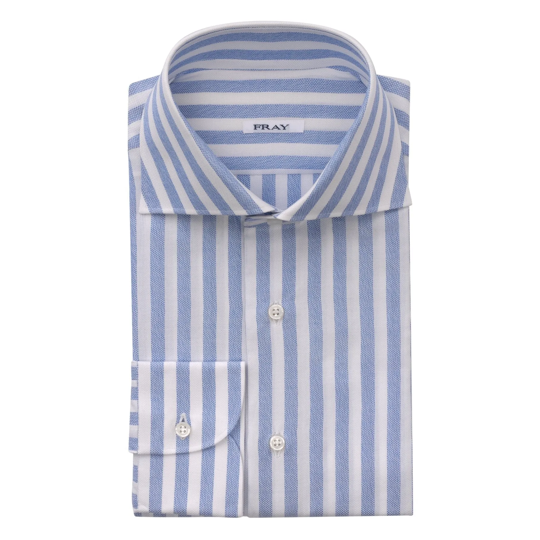 Cotton Striped Shirt in White and Blue Melange