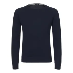 Crew-Neck Cotton-Cashmere Blend Pullover in Midnight Blue