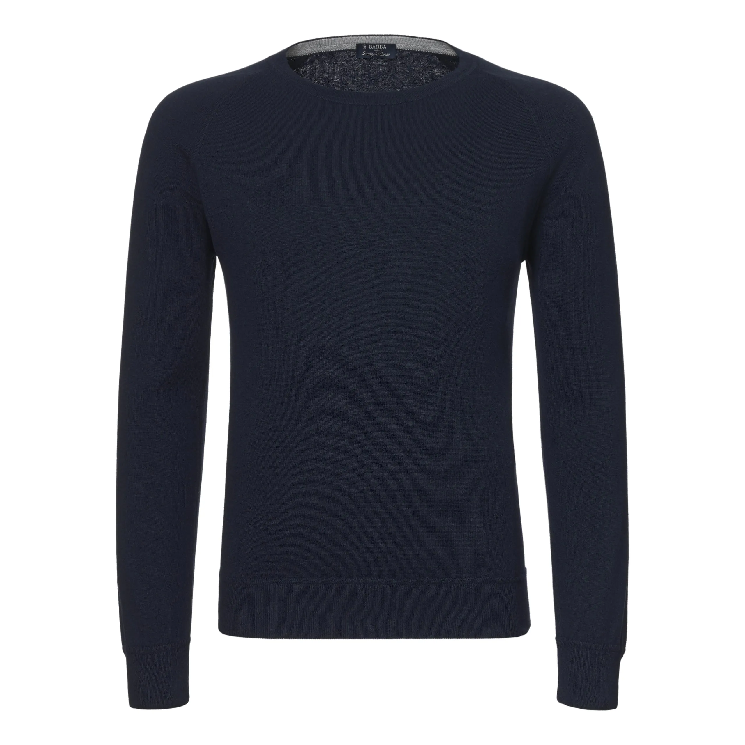 Crew-Neck Cotton-Cashmere Blend Pullover in Midnight Blue