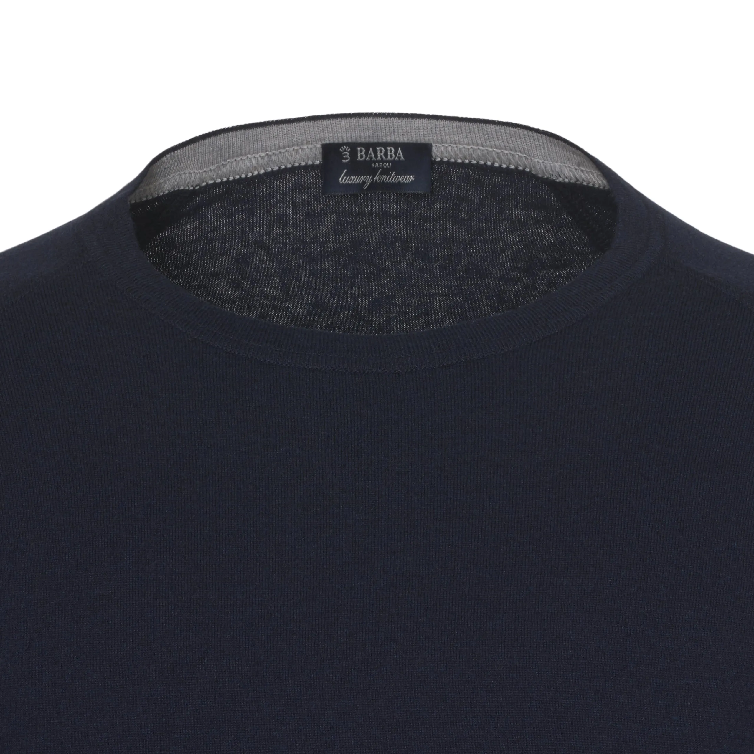 Crew-Neck Cotton-Cashmere Blend Pullover in Midnight Blue