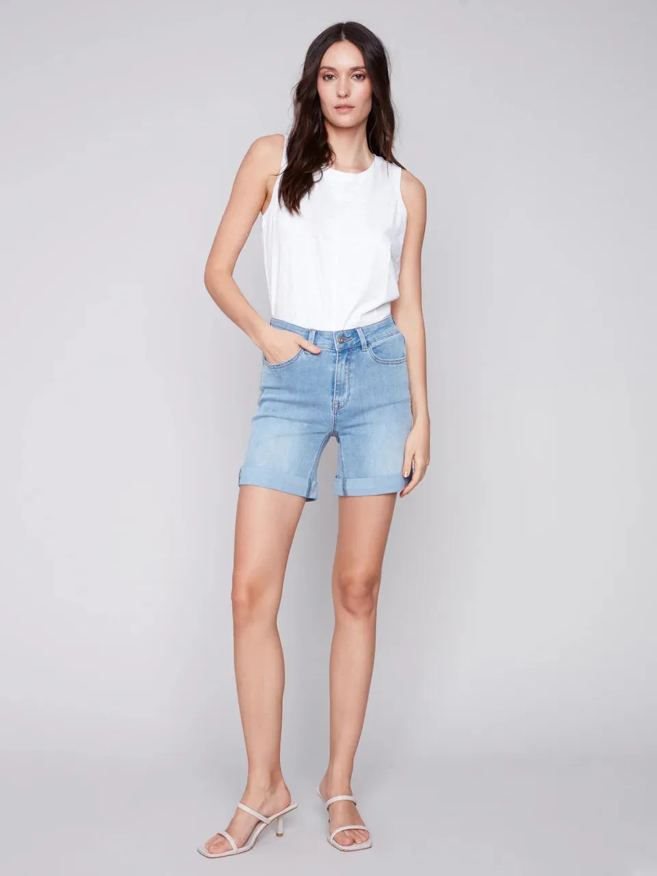 CUFF DENIM SHORTS