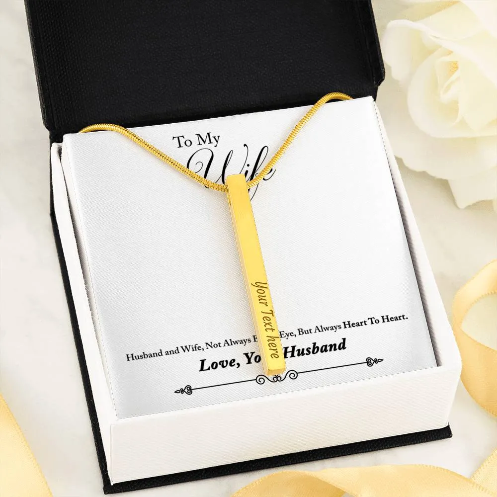 Custom 4 Sided Stick Bar Necklace -With "Heart To Heart" Message Card Gifts For Wife