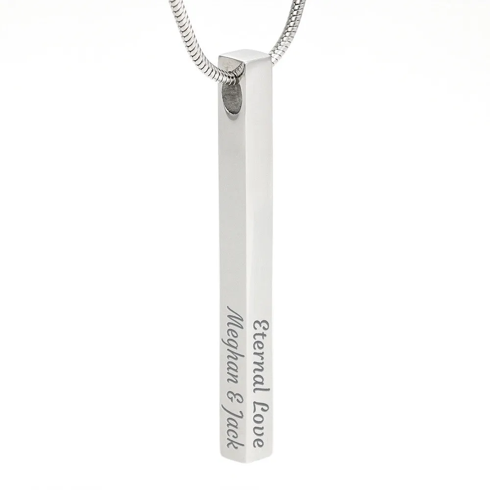 Custom 4 Sided Stick Bar Necklace -With "Heart To Heart" Message Card Gifts For Wife