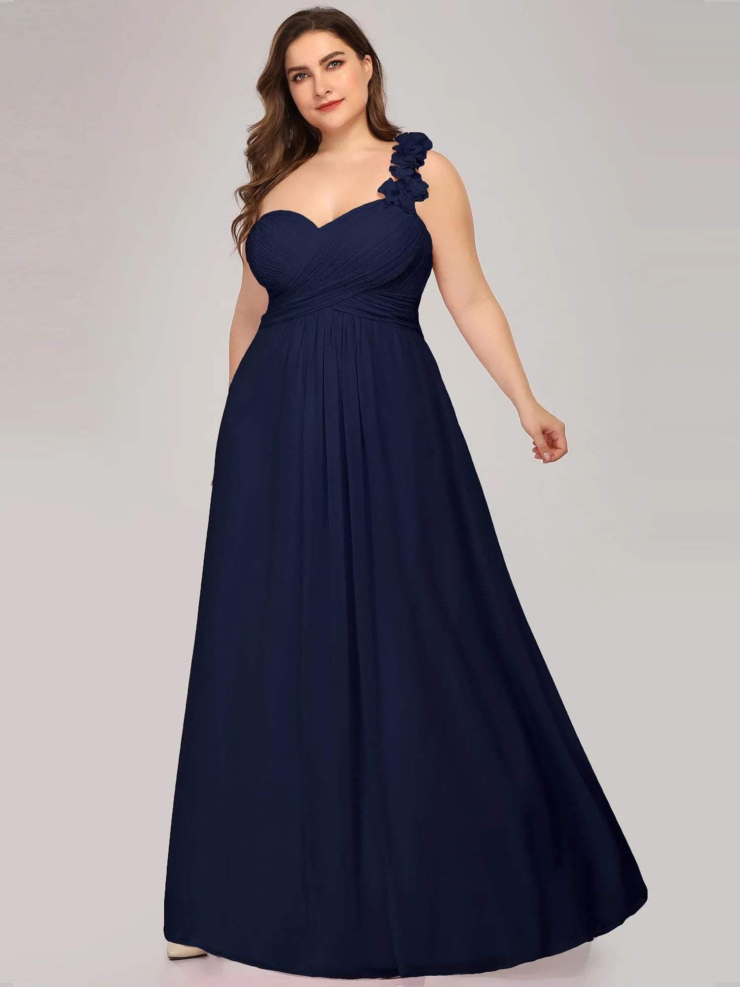 Custom Size Chiffon Sweetheart Pleated One Shoulder Bridesmaid Dress