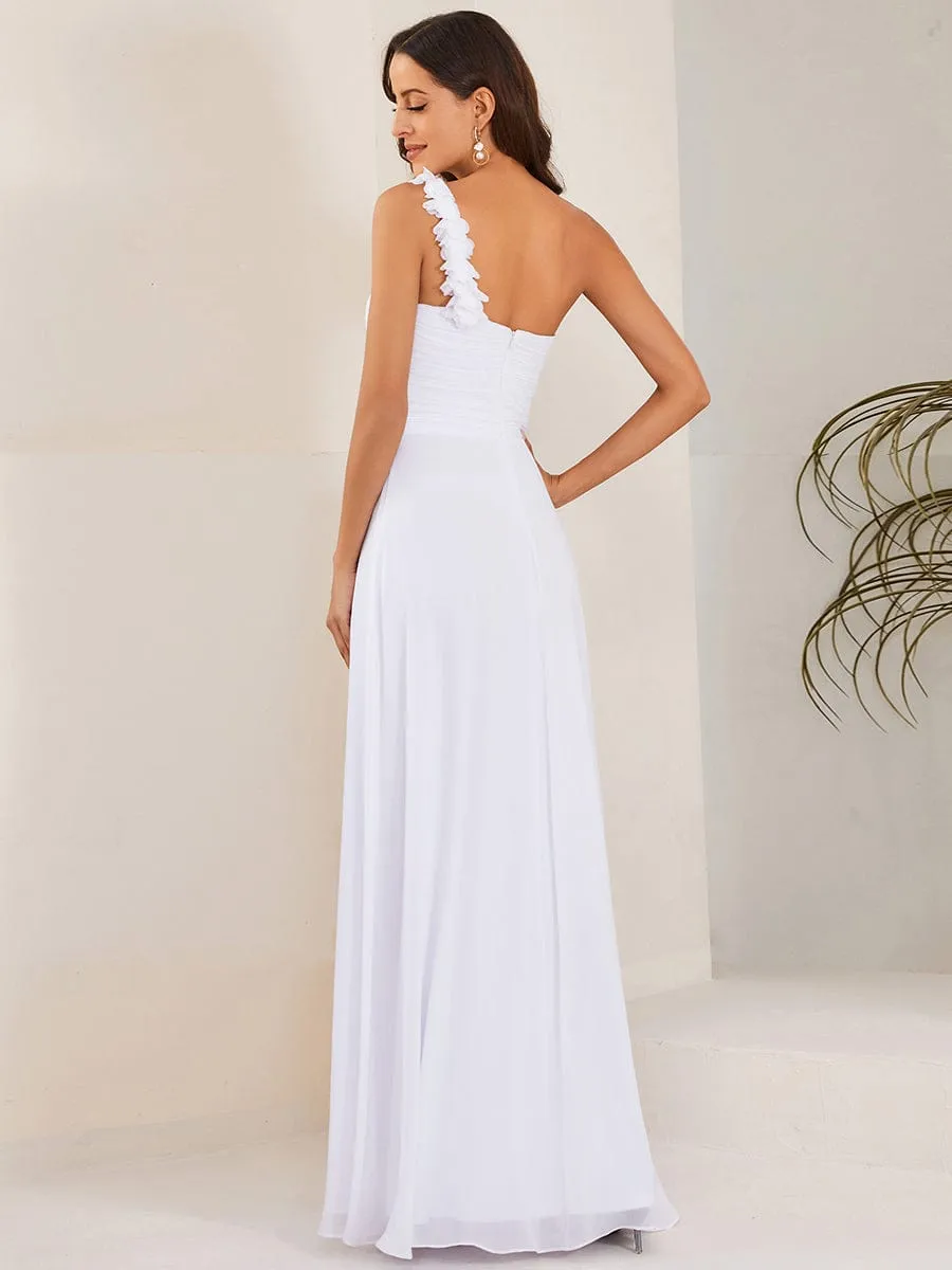 Custom Size Chiffon Sweetheart Pleated One Shoulder Bridesmaid Dress