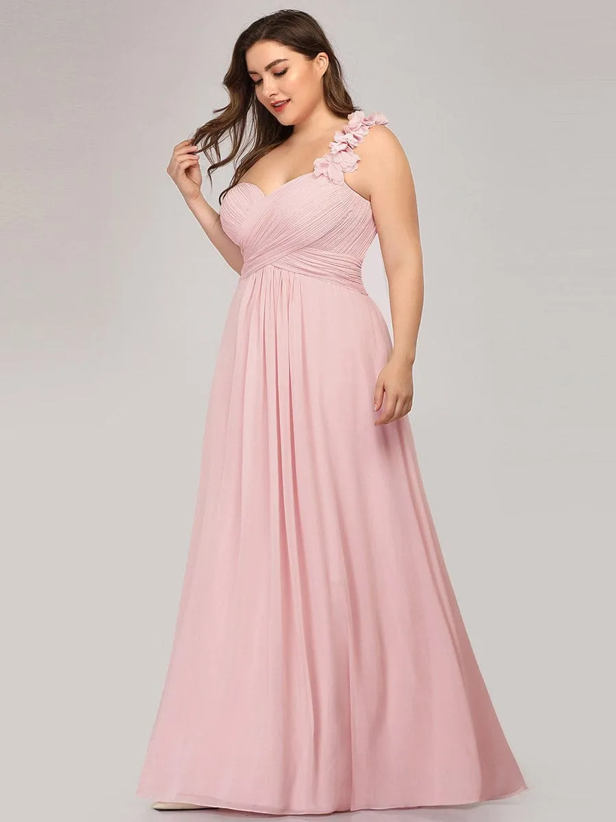 Custom Size Chiffon Sweetheart Pleated One Shoulder Bridesmaid Dress