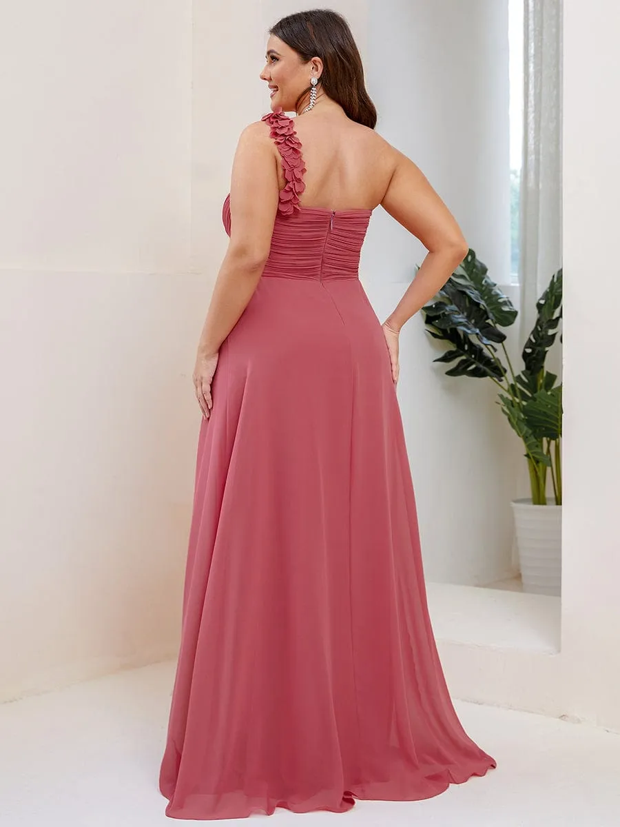 Custom Size Chiffon Sweetheart Pleated One Shoulder Bridesmaid Dress