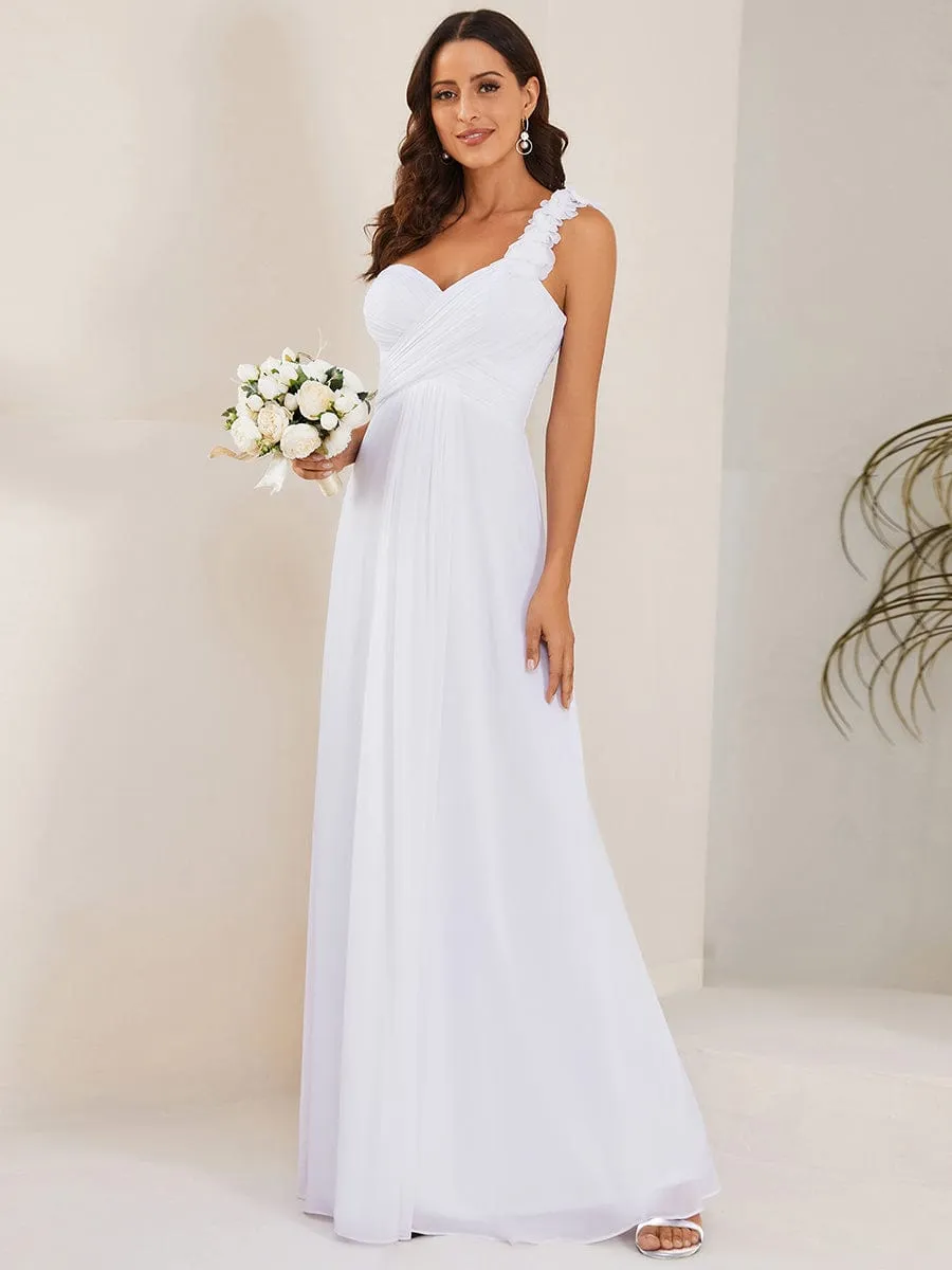 Custom Size Chiffon Sweetheart Pleated One Shoulder Bridesmaid Dress