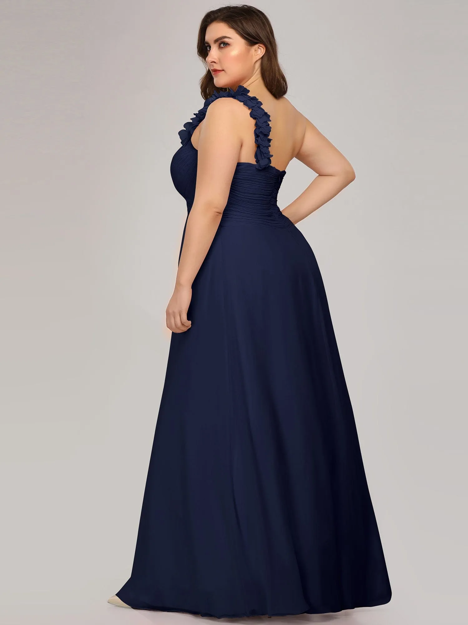 Custom Size Chiffon Sweetheart Pleated One Shoulder Bridesmaid Dress