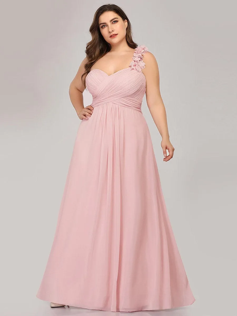 Custom Size Chiffon Sweetheart Pleated One Shoulder Bridesmaid Dress