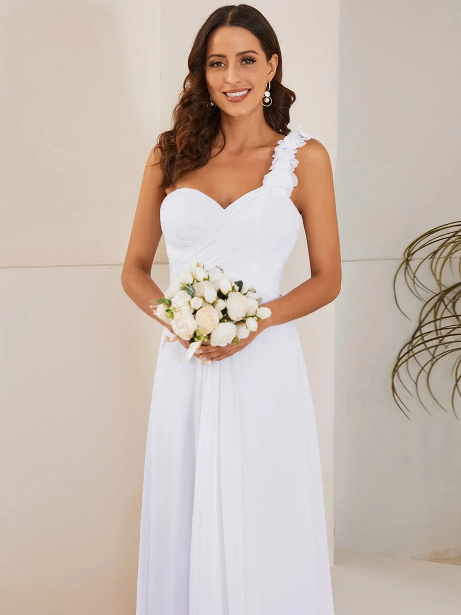 Custom Size Chiffon Sweetheart Pleated One Shoulder Bridesmaid Dress