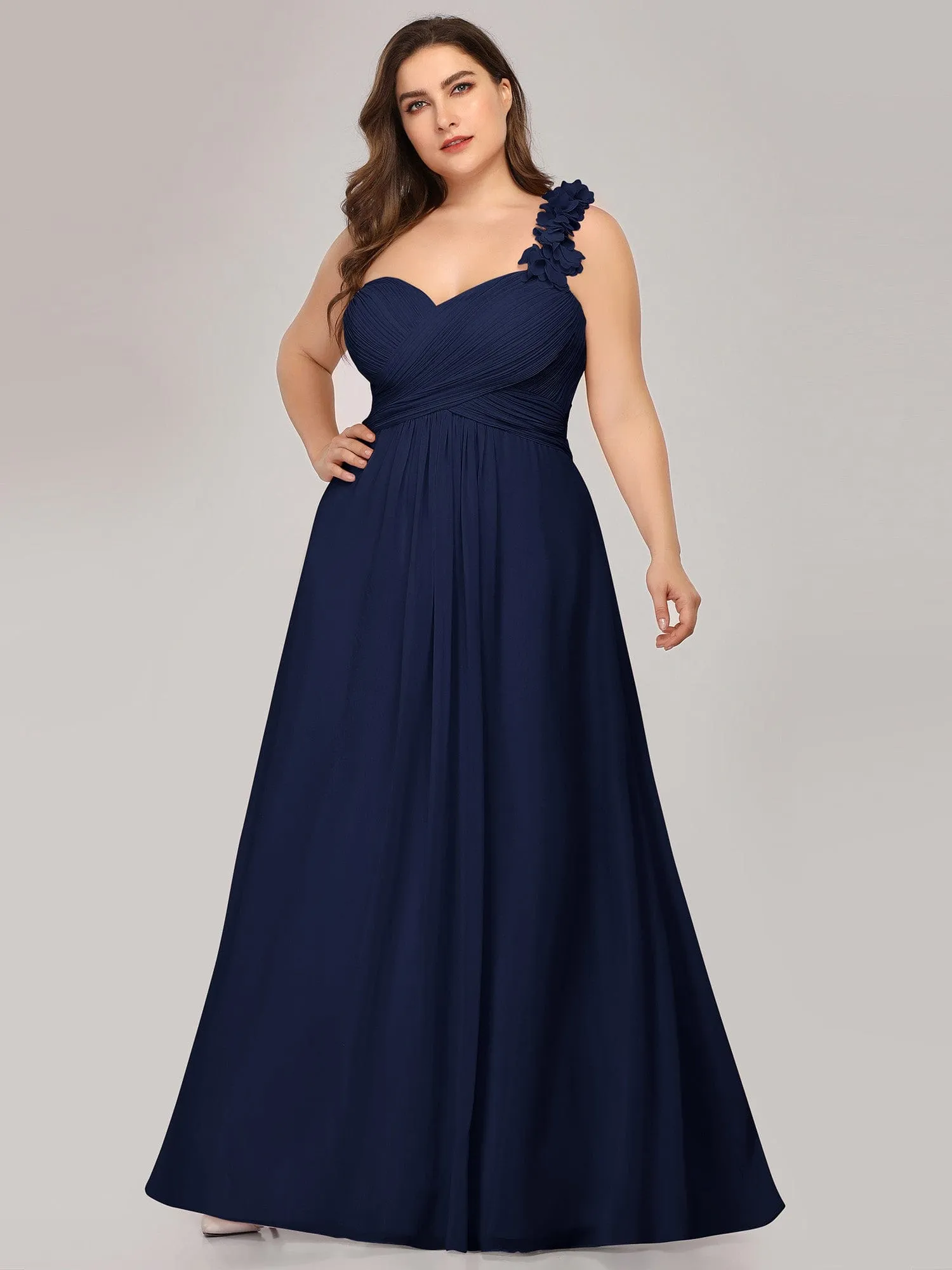 Custom Size Chiffon Sweetheart Pleated One Shoulder Bridesmaid Dress