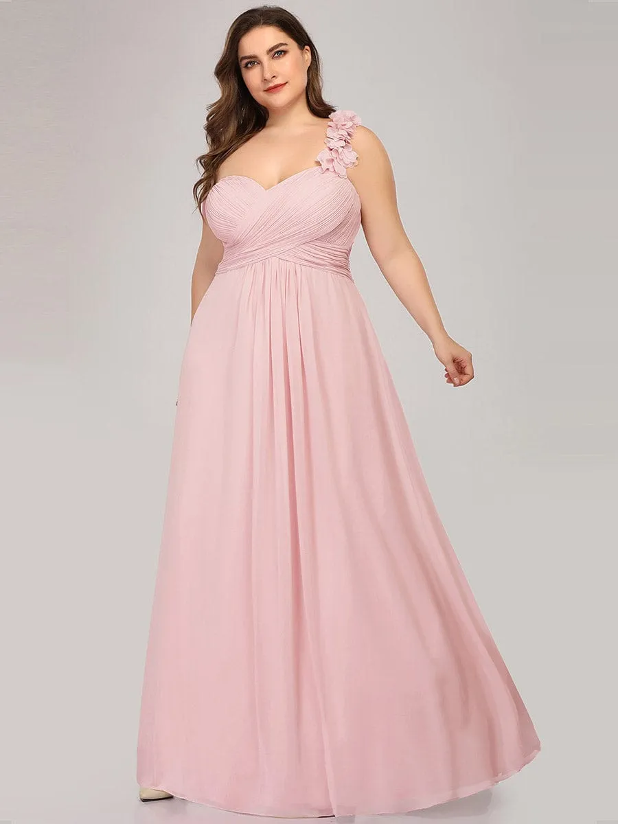 Custom Size Chiffon Sweetheart Pleated One Shoulder Bridesmaid Dress