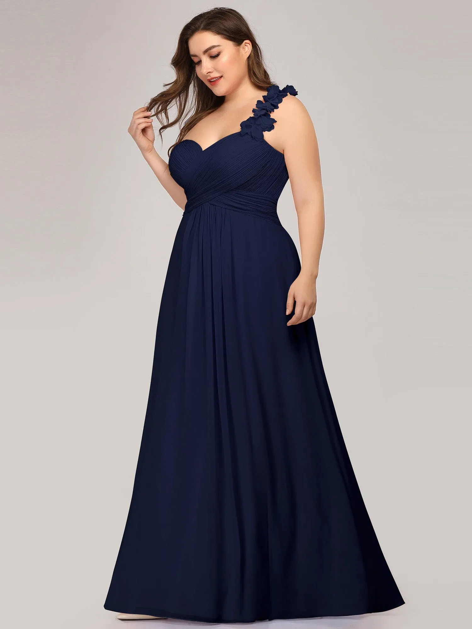 Custom Size Chiffon Sweetheart Pleated One Shoulder Bridesmaid Dress