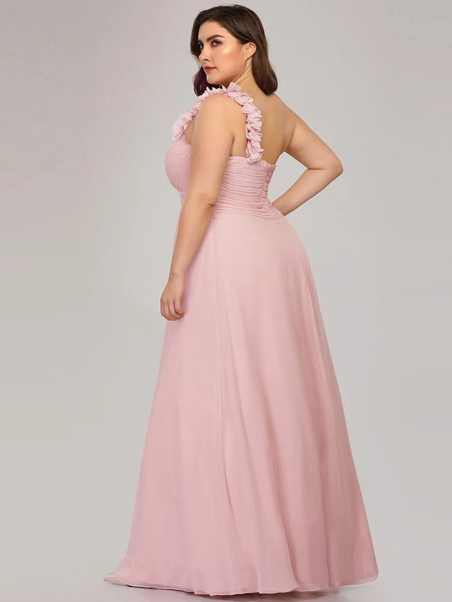 Custom Size Chiffon Sweetheart Pleated One Shoulder Bridesmaid Dress