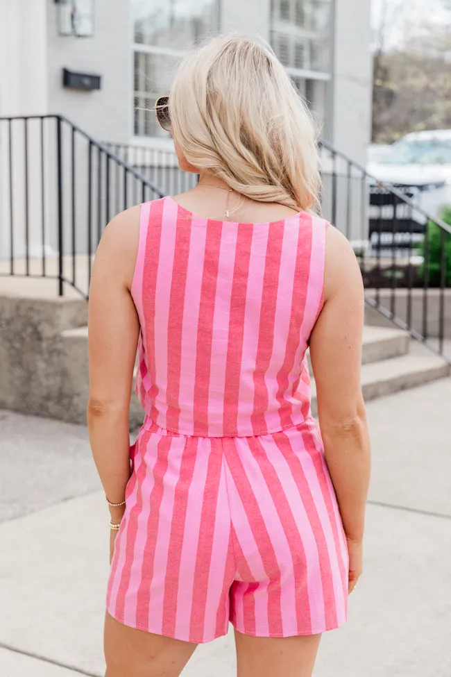 Daily Reminder Pink and Red Tank and Shorts Stripe Set