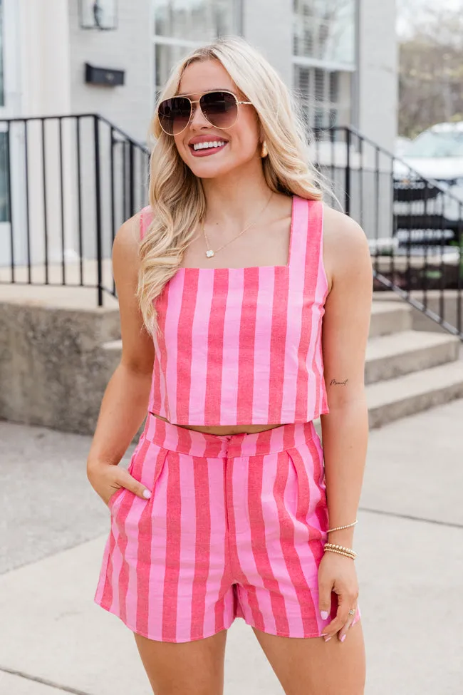 Daily Reminder Pink and Red Tank and Shorts Stripe Set