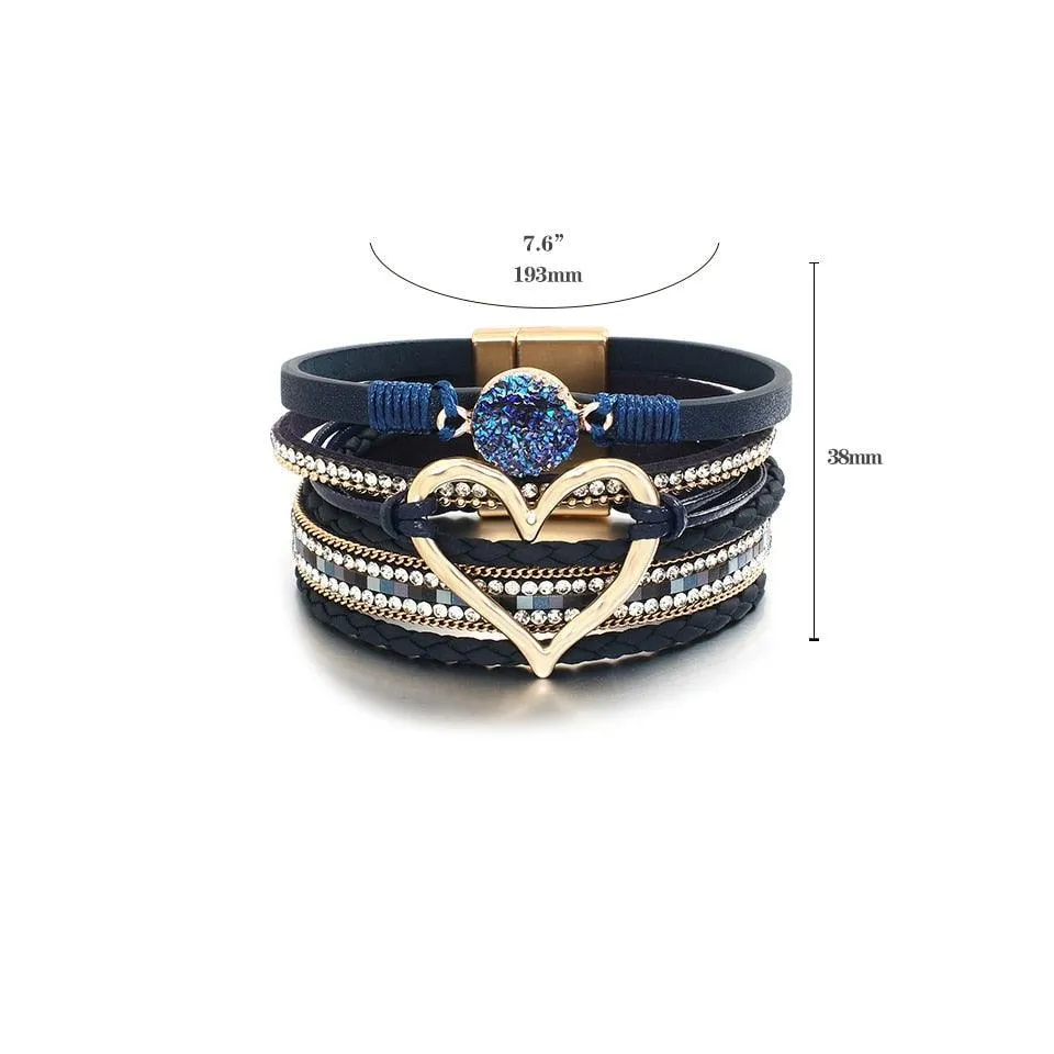 'Dalgu' Heart Charm Cuff Bracelet - khaki