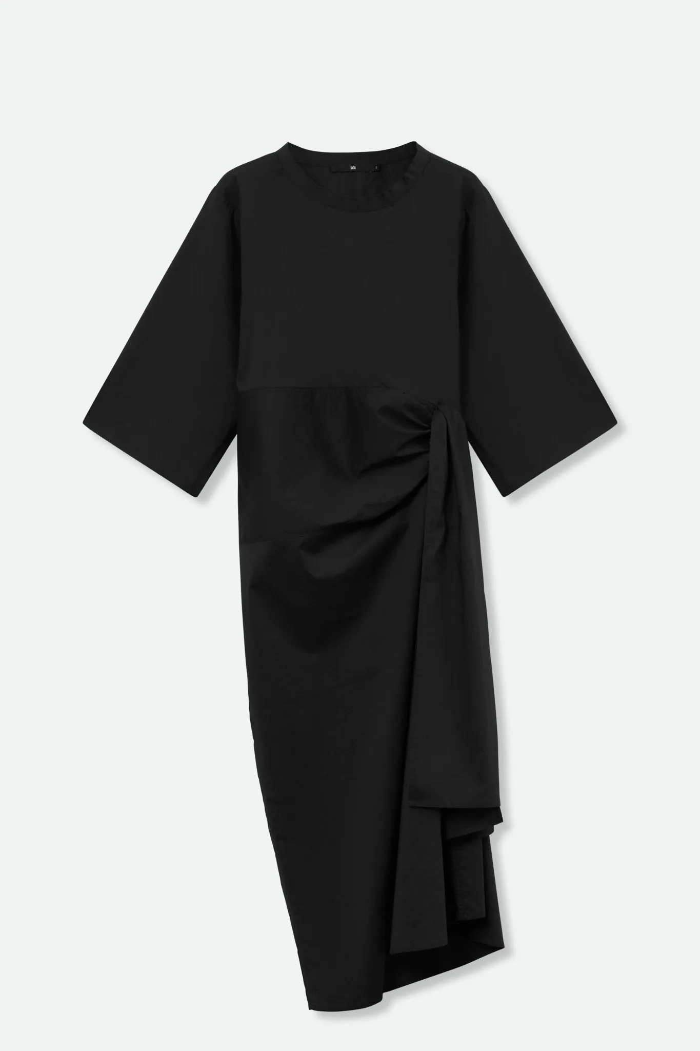 DANA CREW NECK SIDE TIE DRESS IN ITALIAN COTTON