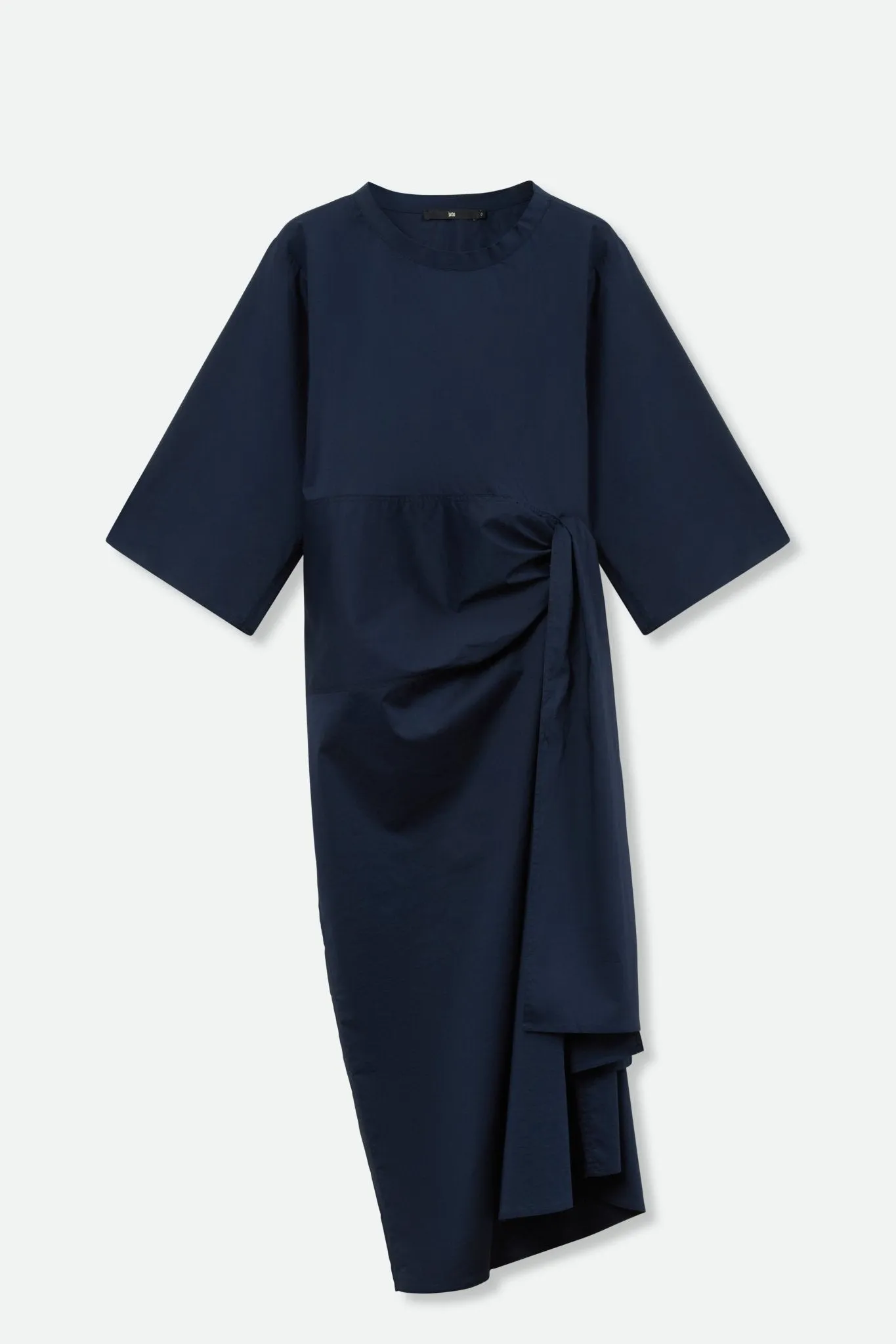 DANA CREW NECK SIDE TIE DRESS IN ITALIAN COTTON