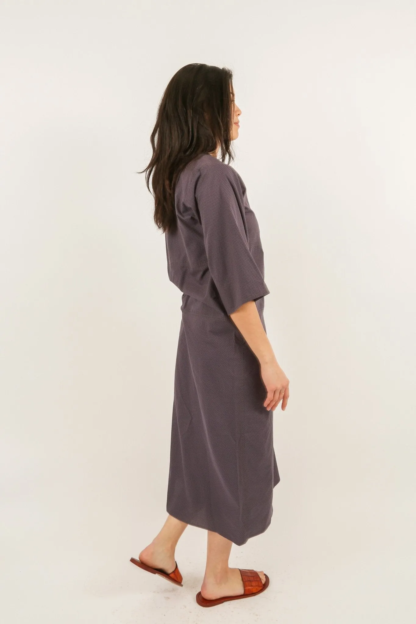 DANA CREW NECK SIDE TIE DRESS IN ITALIAN COTTON