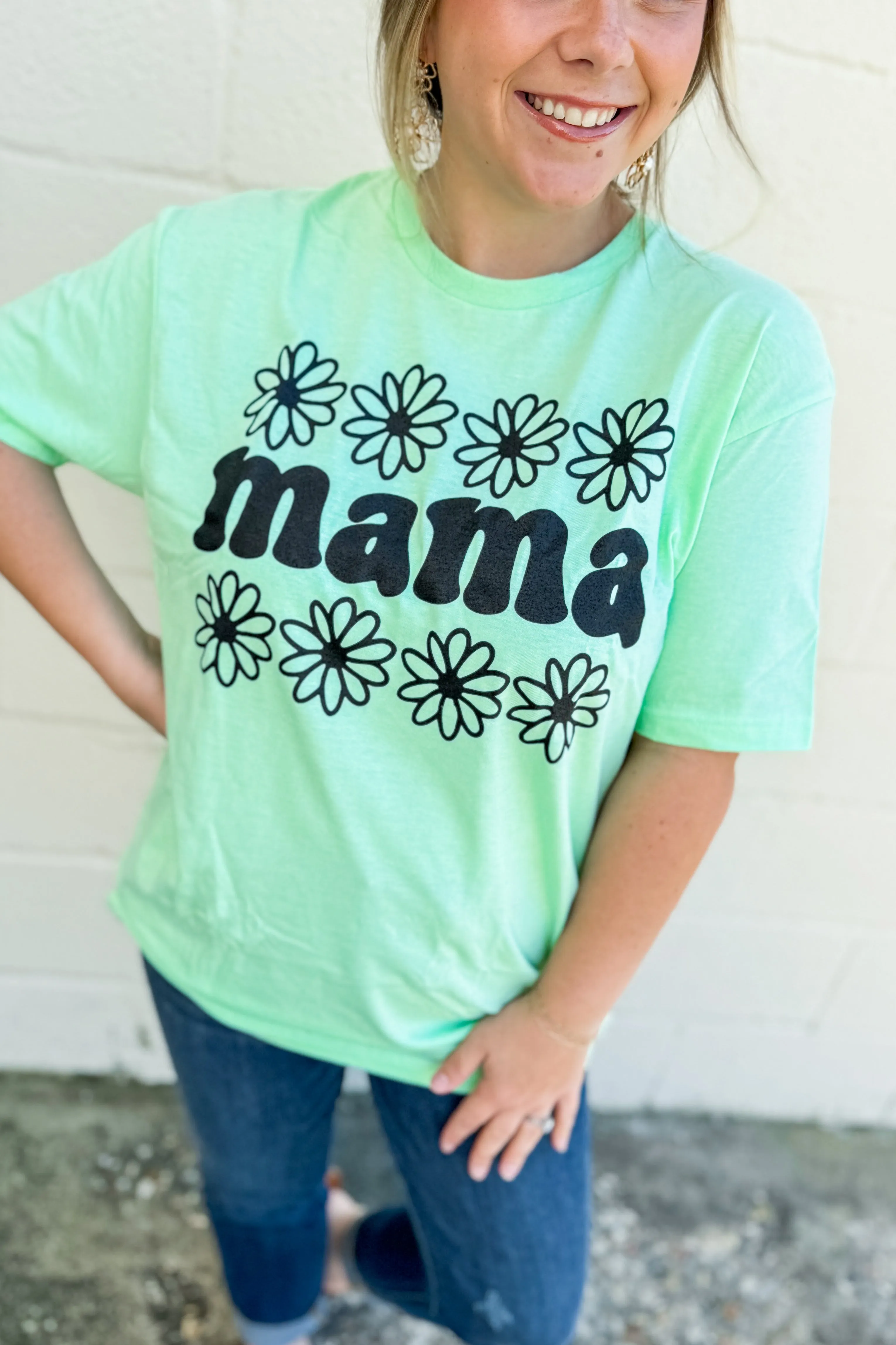 DEAL | Mama Daisy Graphic Tee, Mint Green