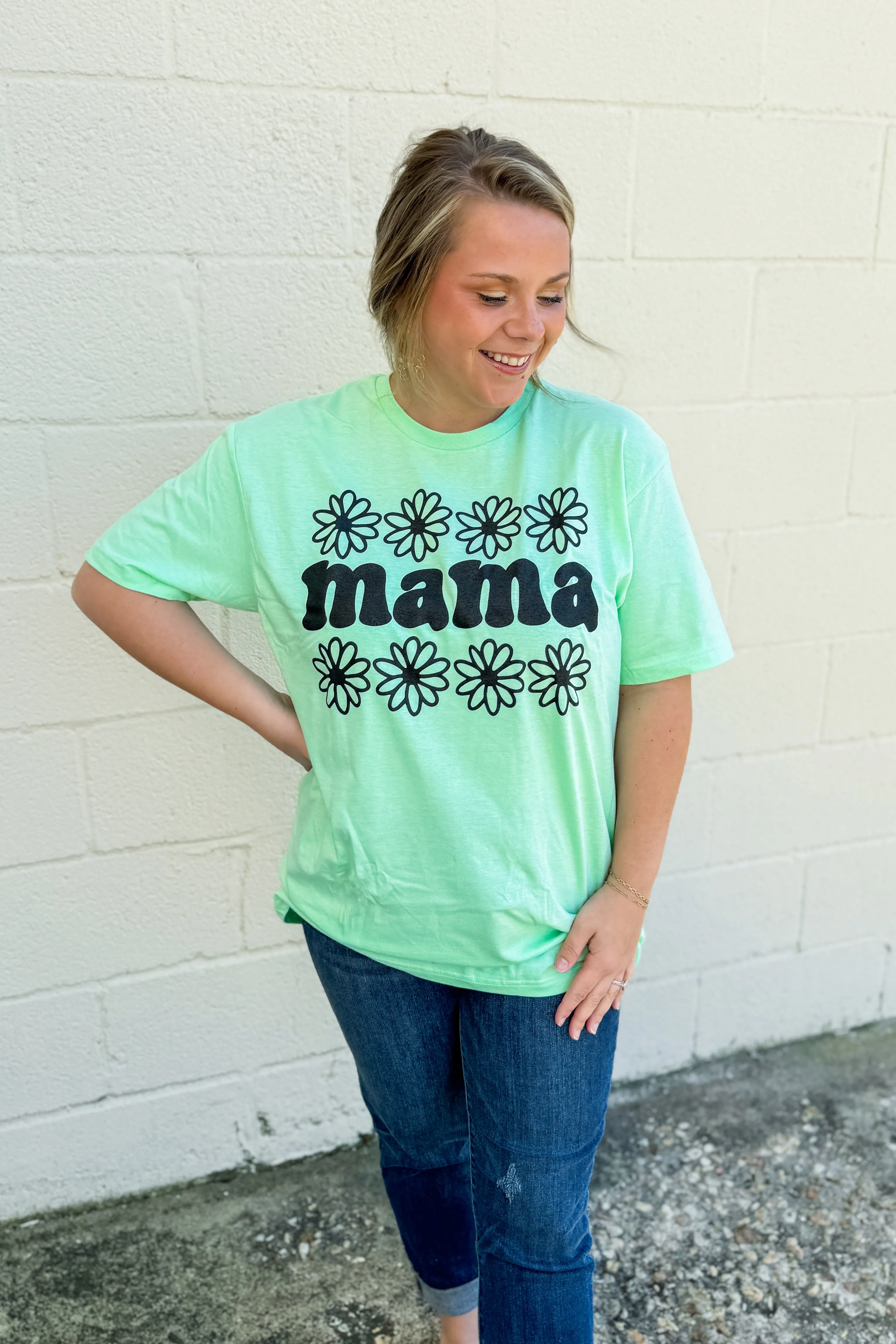 DEAL | Mama Daisy Graphic Tee, Mint Green