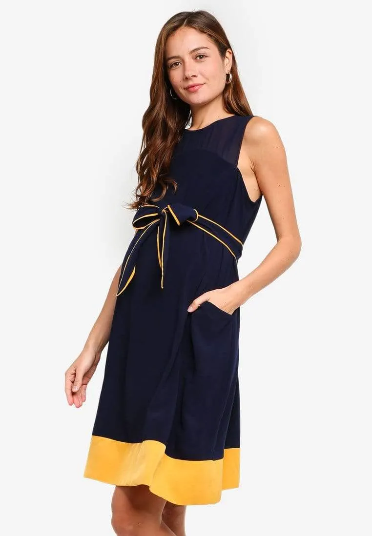 Delicia Sleeveless Nursing Dress Navy