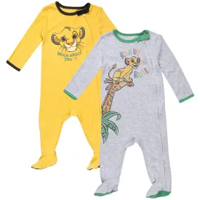 Disney Lion King Simba 2 Pack Zip Up Snap Sleep N' Play Coveralls