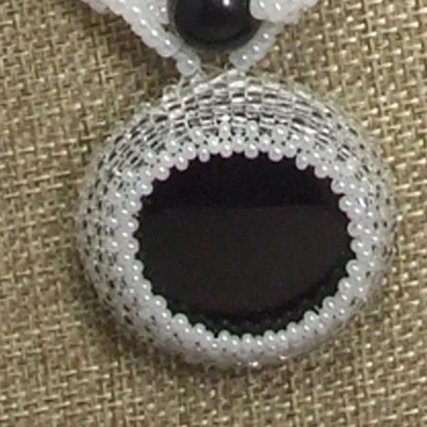 Earlene Beaded Black Agate Cabochon pendant Necklace