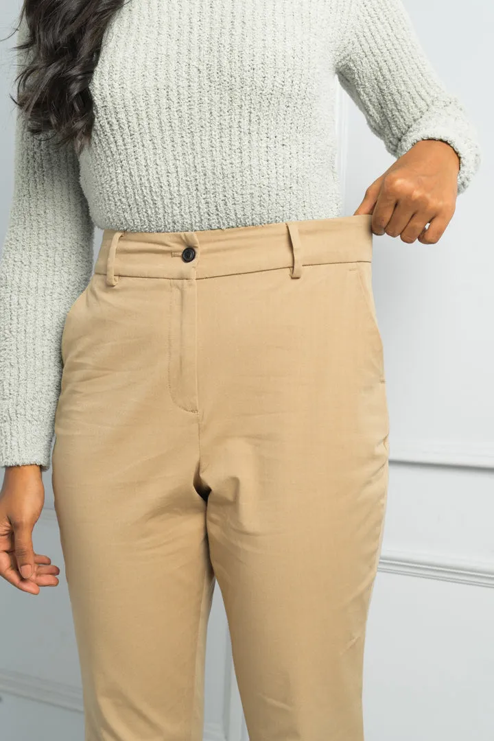 Earth Khaki Stretch Chino Pants - Women