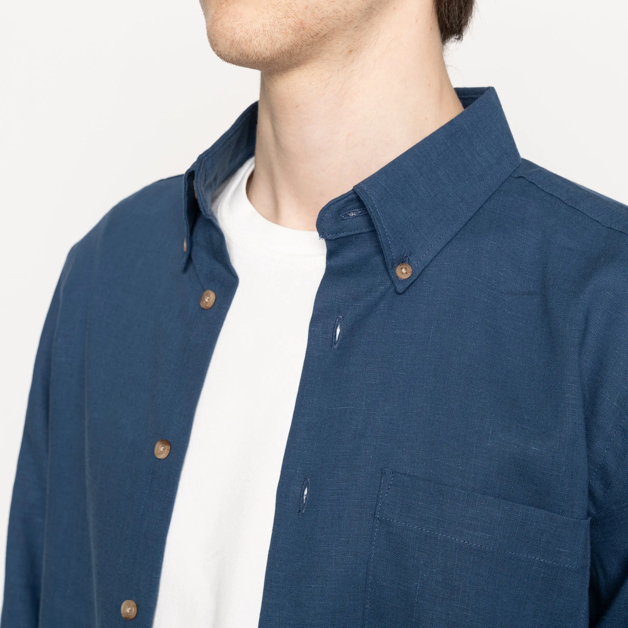 Easy Shirt - French Linen Fine Canvas - Blue