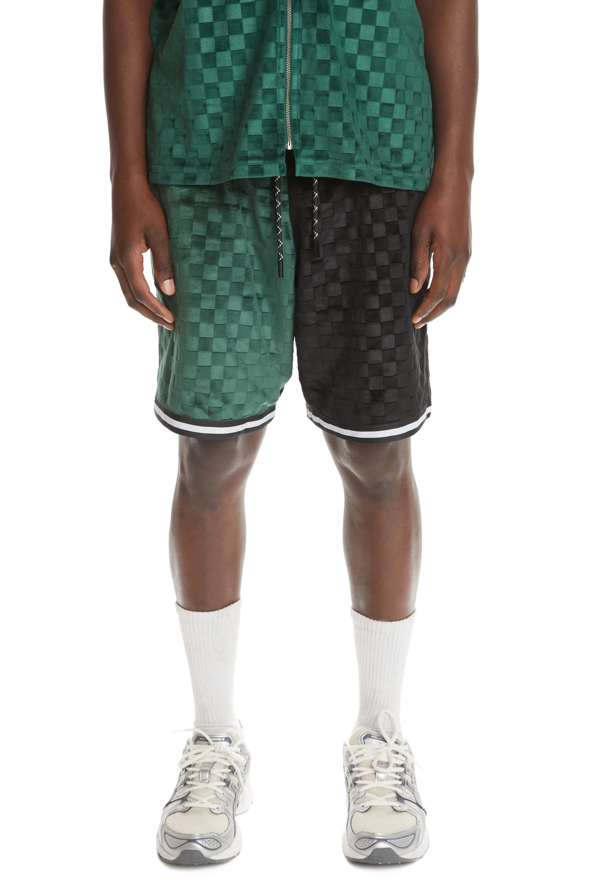 Embossed Checker Velour Shorts