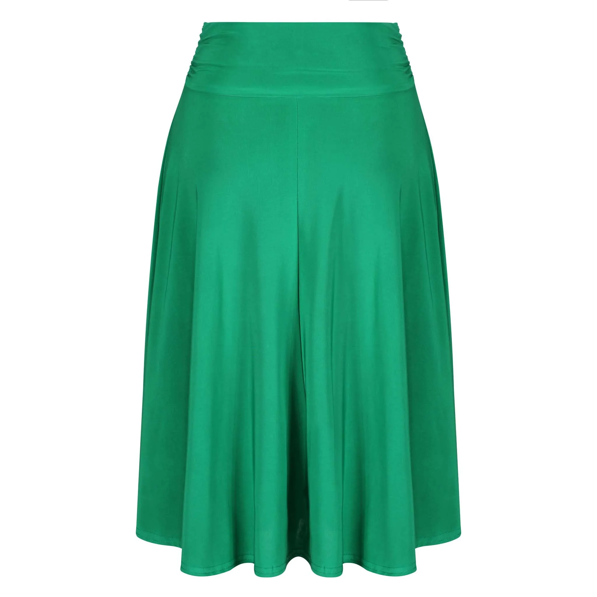 Emerald Green Pin Up Slinky Swing Office Work Flare Skirt