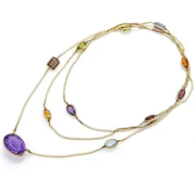 Estate 14K Yellow Gold Multi-Stone Necklace