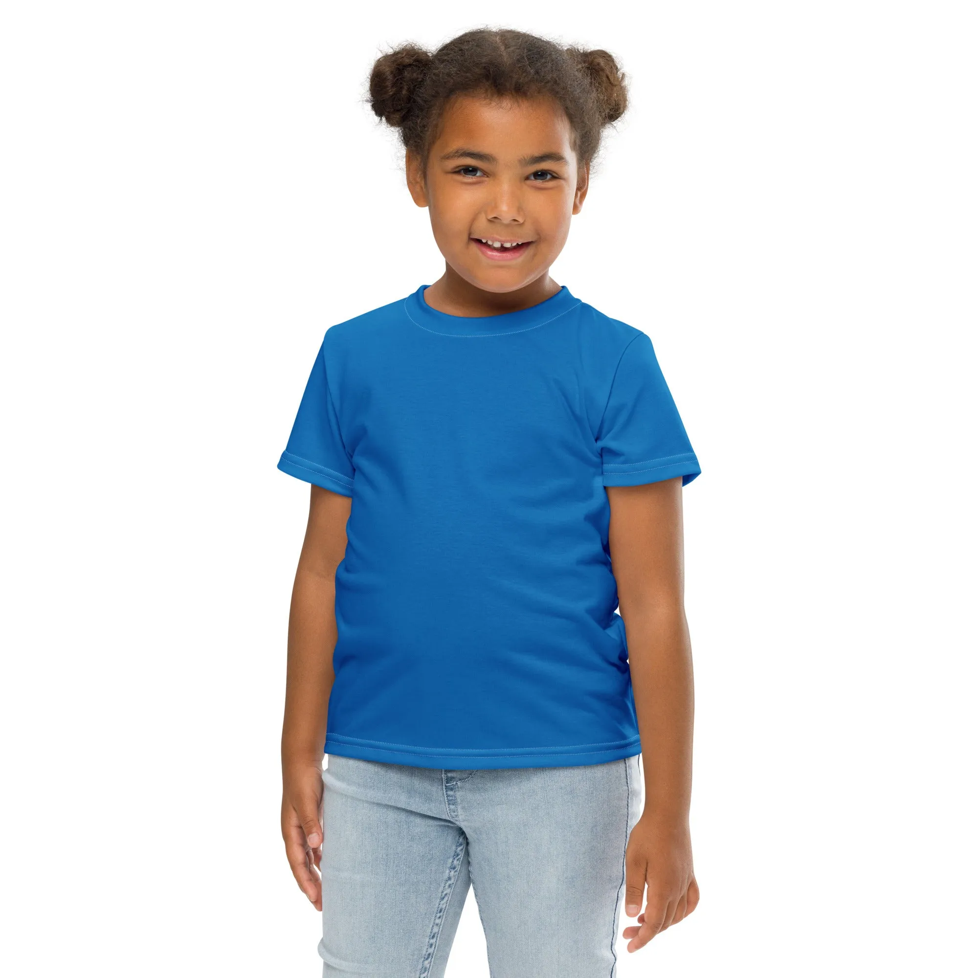 Everyday Performance: Girls Short Sleeve Solid Color Rash Guard - Azul