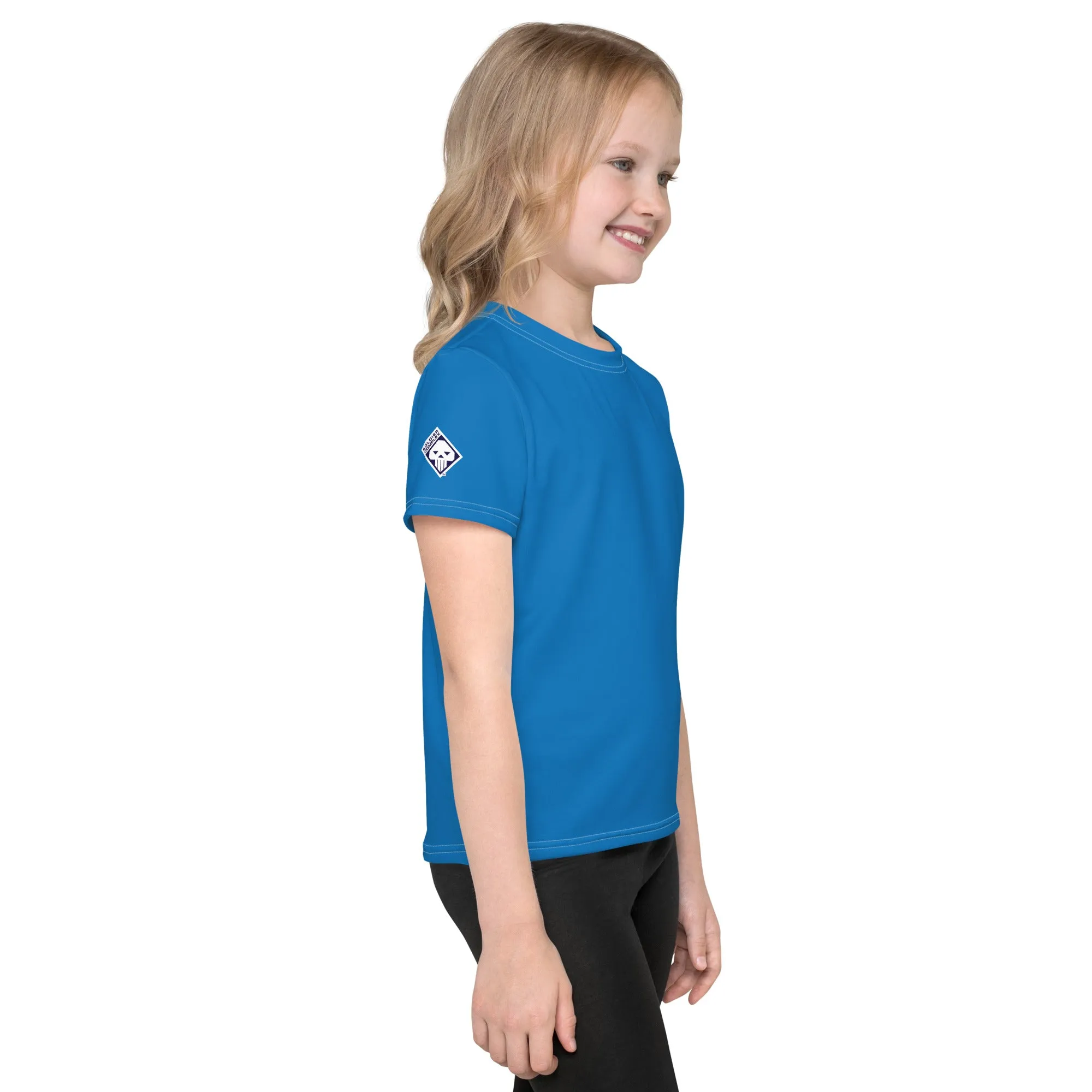 Everyday Performance: Girls Short Sleeve Solid Color Rash Guard - Azul